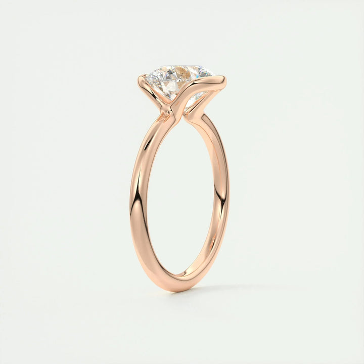 2.0 CT Round Cut Half Bezel Solitaire Moissanite Engagement Ring