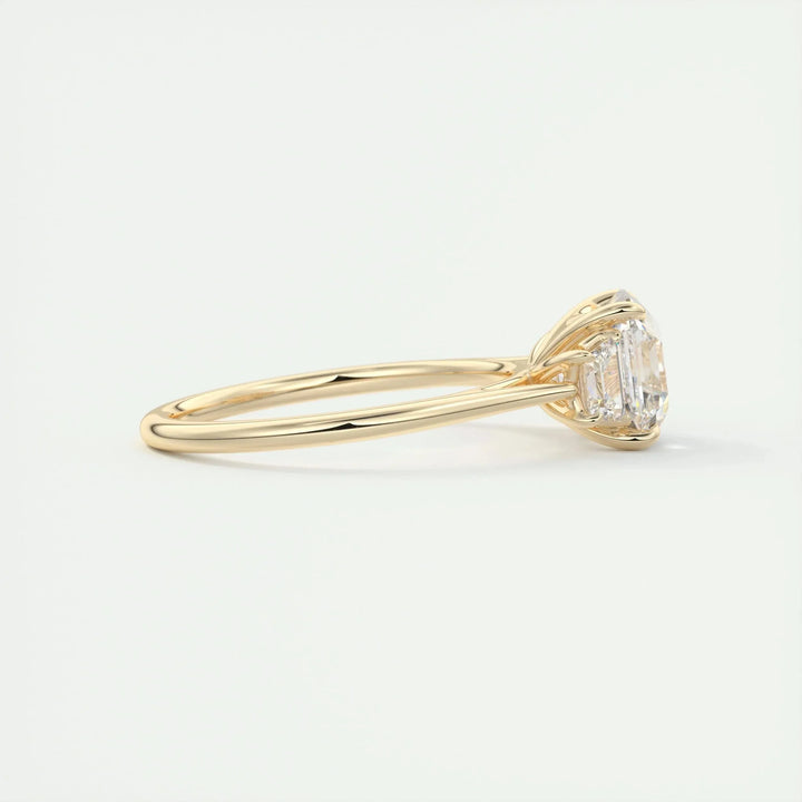 2.03 CT Asscher Cut Three Stone Moissanite Engagement Ring