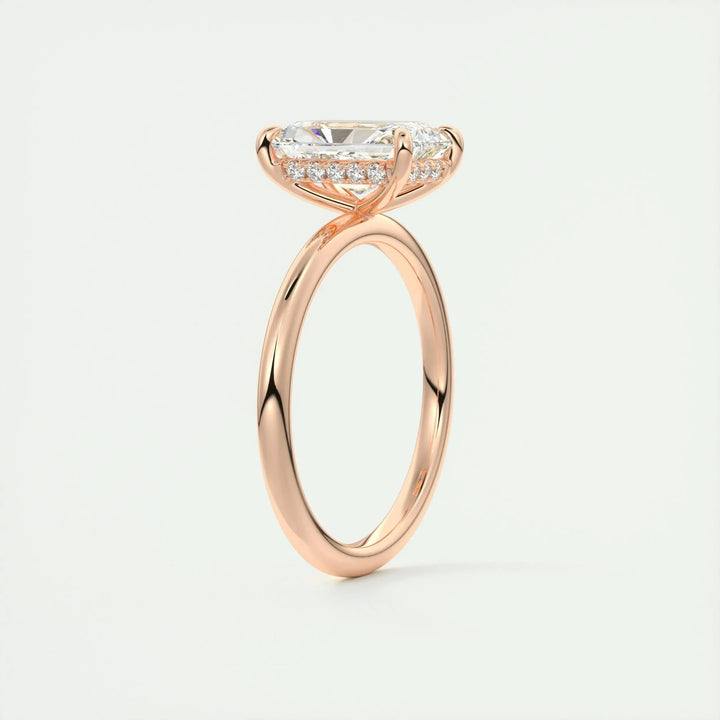 2.10 CT Radiant Solitaire Hidden Halo Moissanite Engagement Ring