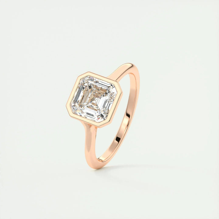 2.03 CT Asscher Cut Bezel Solitaire Moissanite Engagement Ring