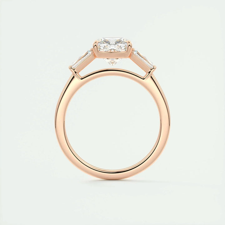 2.15CT Cushion Cut Three Stone Moissanite Engagement Ring