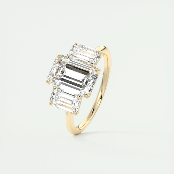 1.91CT Emerald Cut Three Stone Moissanite Engagement Ring
