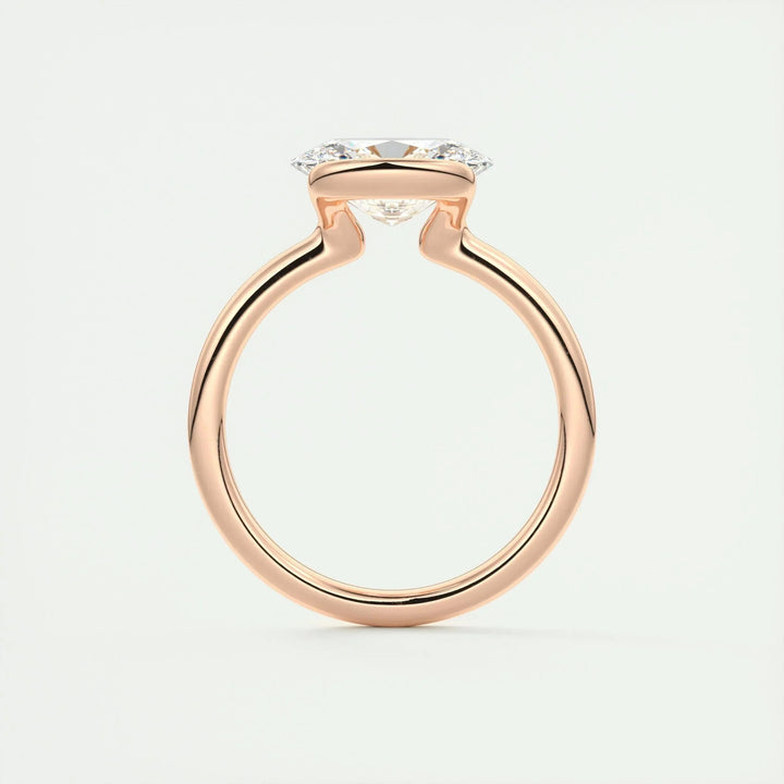 1.91CT Oval Half Bezel Solitaire Moissanite Engagement Ring