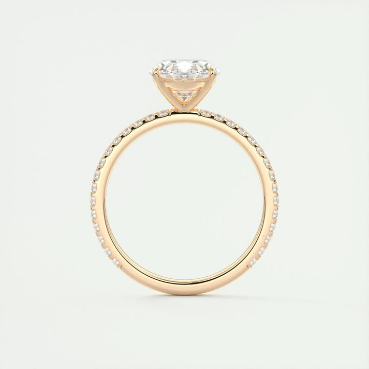 1.91CT Oval Cut Solitaire Pave Moissanite Engagement Ring