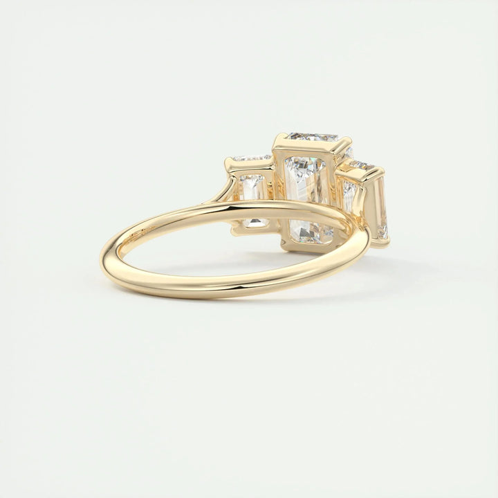 1.91CT Emerald Cut Three Stone Moissanite Engagement Ring