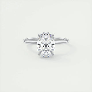 1.91 CT Oval Solitaire Hidden Halo Moissanite Engagement Ring