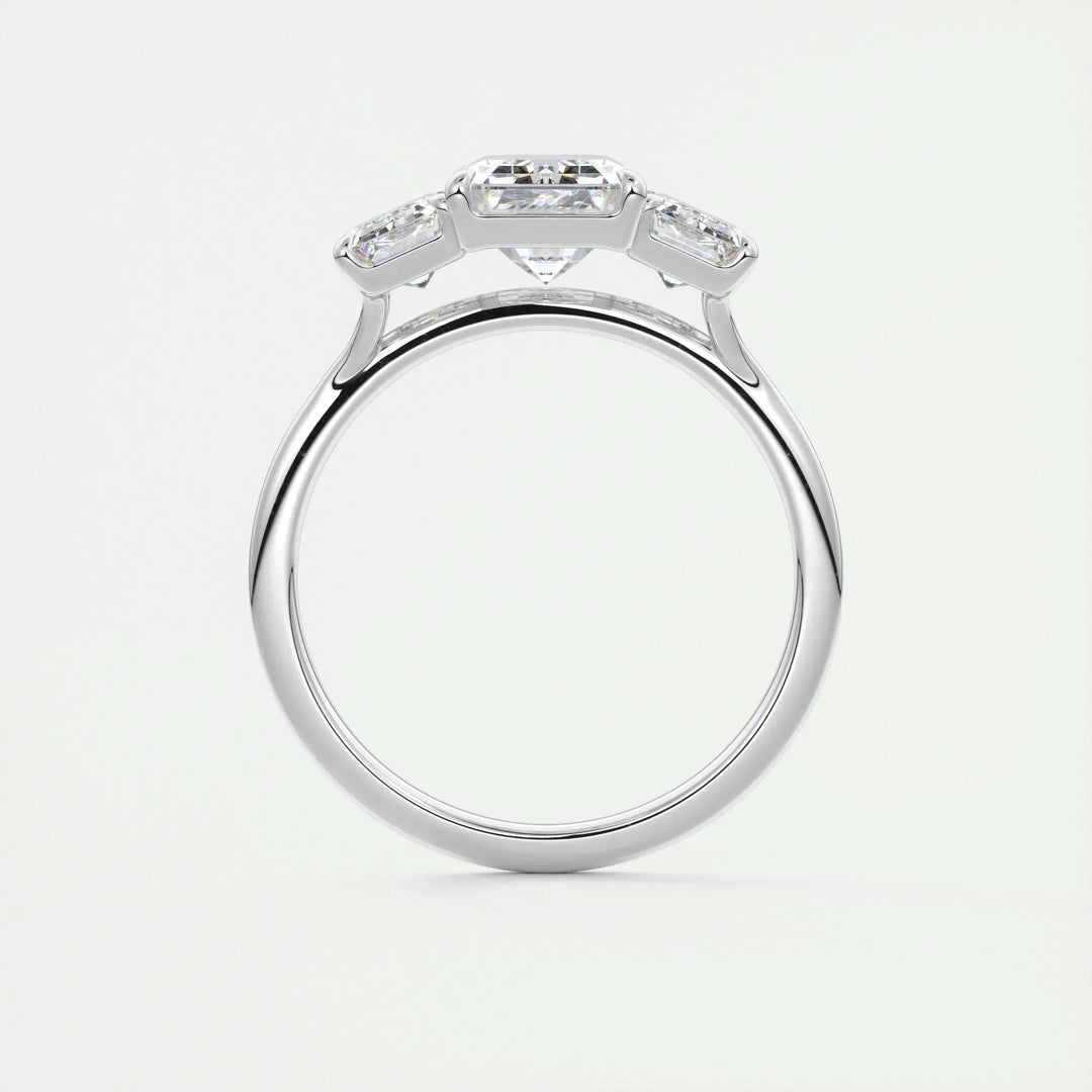 1.91CT Emerald Cut Three Stone Moissanite Engagement Ring
