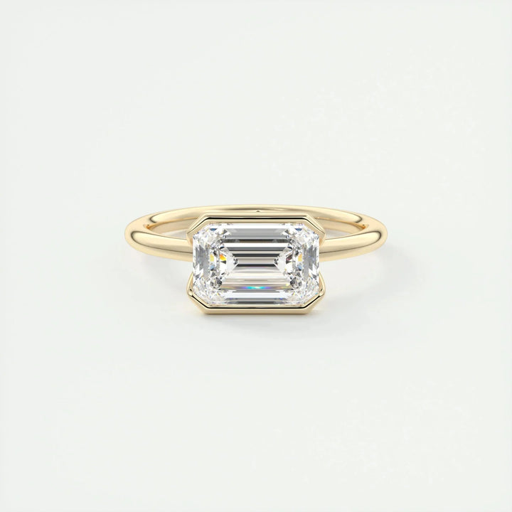 1.91CT Emerald Half Bezel Solitaire Moissanite Engagement Ring