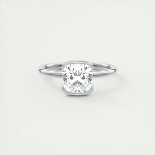 2.15CT Cushion Half Bezel Solitaire Moissanite Engagement Ring