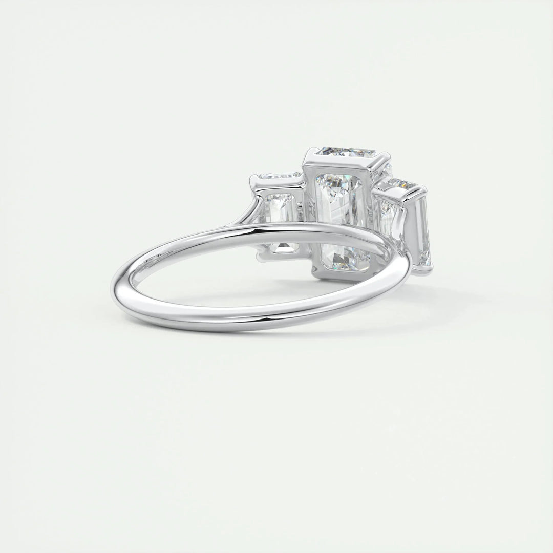 1.91CT Emerald Cut Three Stone Moissanite Engagement Ring