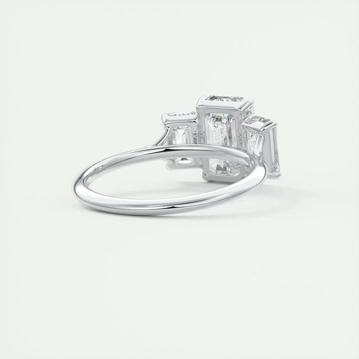 1.91CT Emerald Cut Three Stone Moissanite Engagement Ring