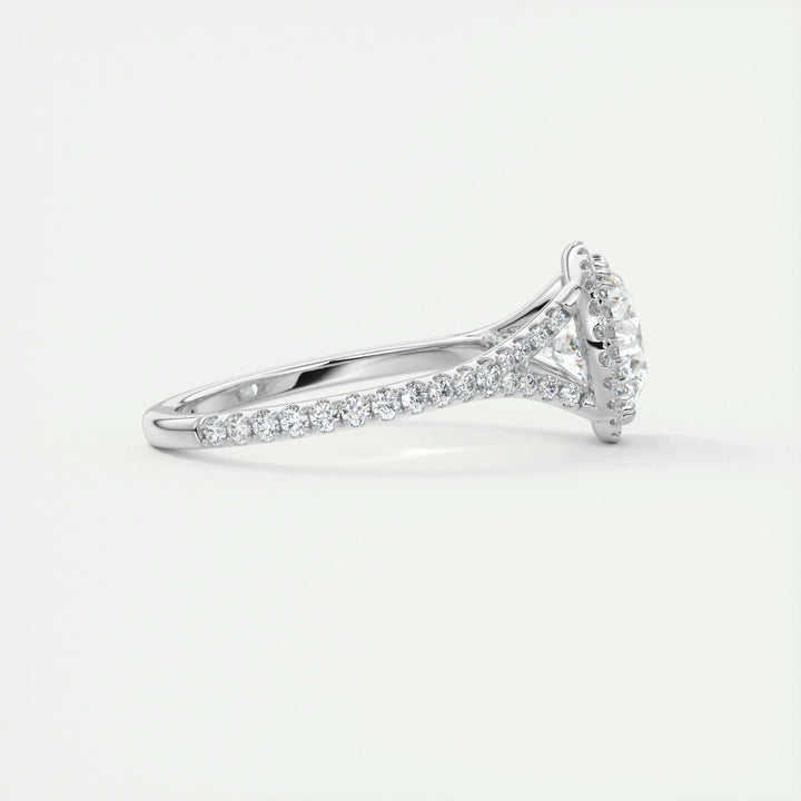 2.0 CT Round Halo Split Shank Moissanite Engagement Ring