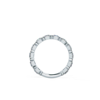 2.5mm Emerald Cut & Round Moissanite 3/4Eternity Wedding Band