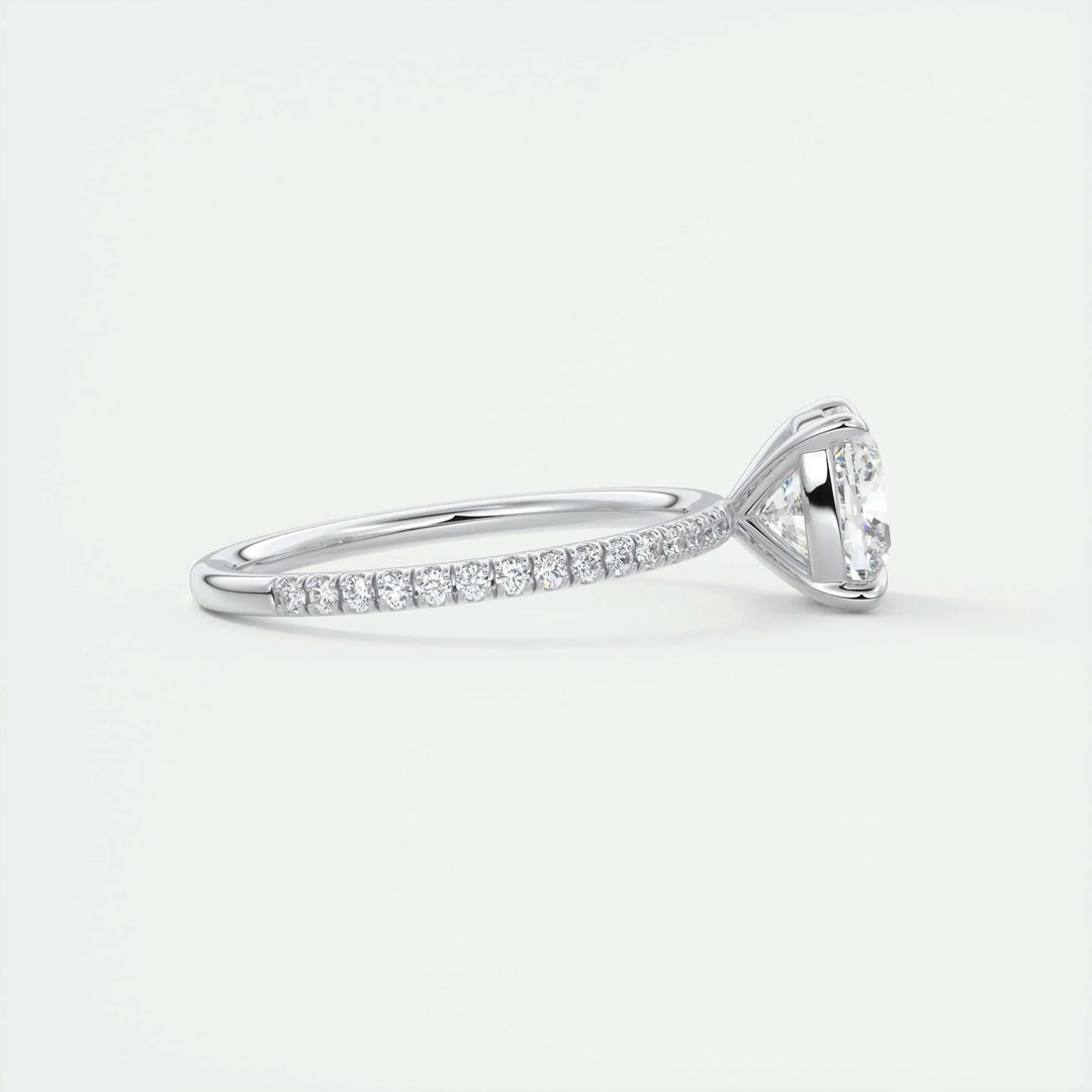 2.15 CT Cushion Cut Solitaire Pave Moissanite Engagement Ring