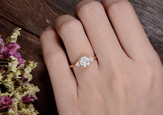 1.60CT Round Cut Three Stone Moissanite Engagement Ring