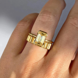 1.91CT Emerald Half Bezel Solitaire Moissanite Engagement Ring