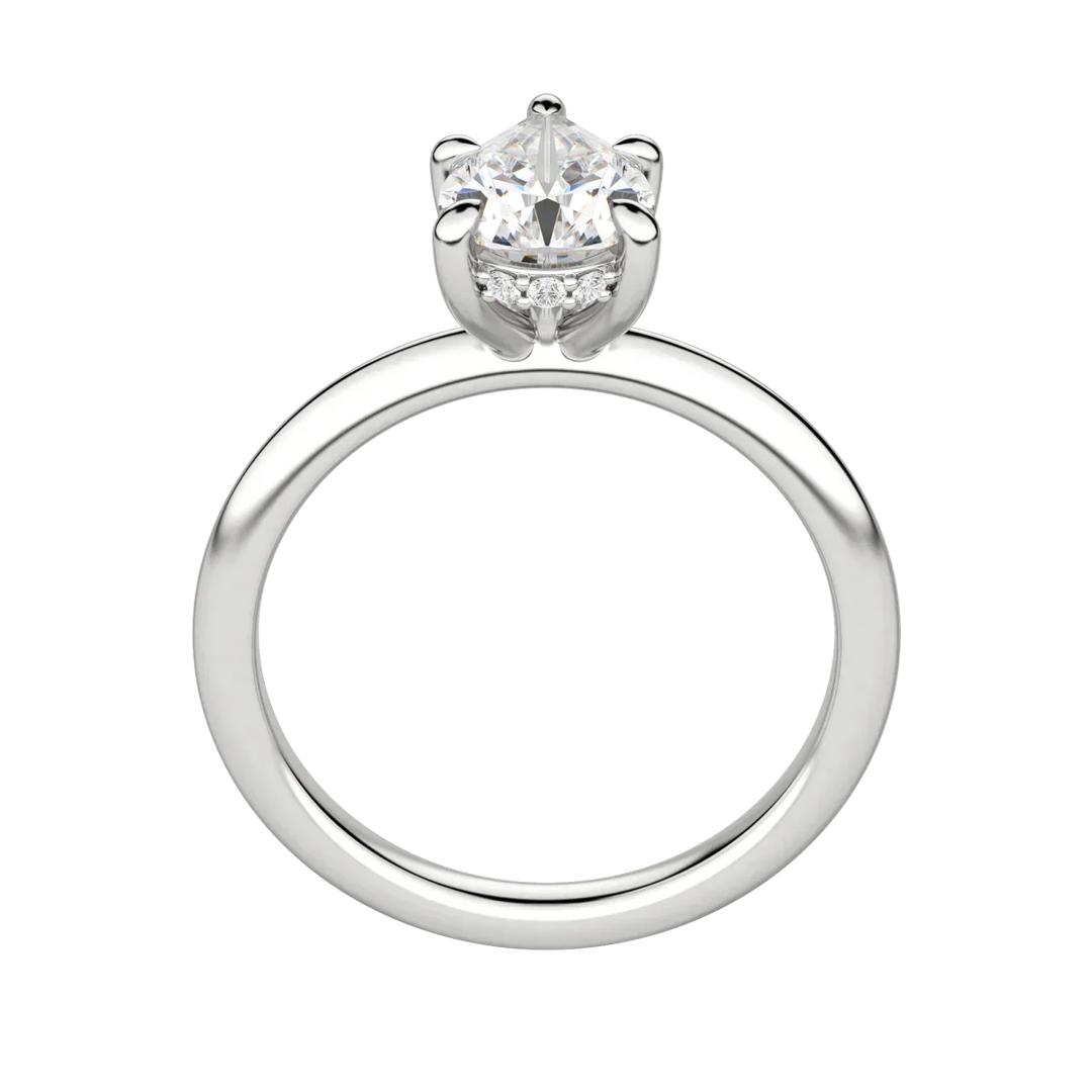 1.33CT Pear Solitaire With Hidden Halo Setting Moissanite Engagement Ring