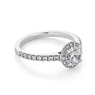 1.0ct Round Cut Halo Micro Prong Moissanite Engagement Ring