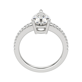1.33CT Pear Cut Solitaire Pave Moissanite Diamond Engagement Ring