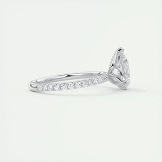 1.93CT Pear Solitaire Pave Moissanite Engagement Ring