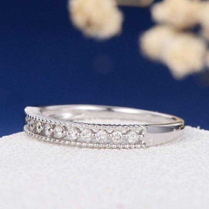 2.0mm Round Brilliant Cut Channel Set Half Eternity Wedding Band