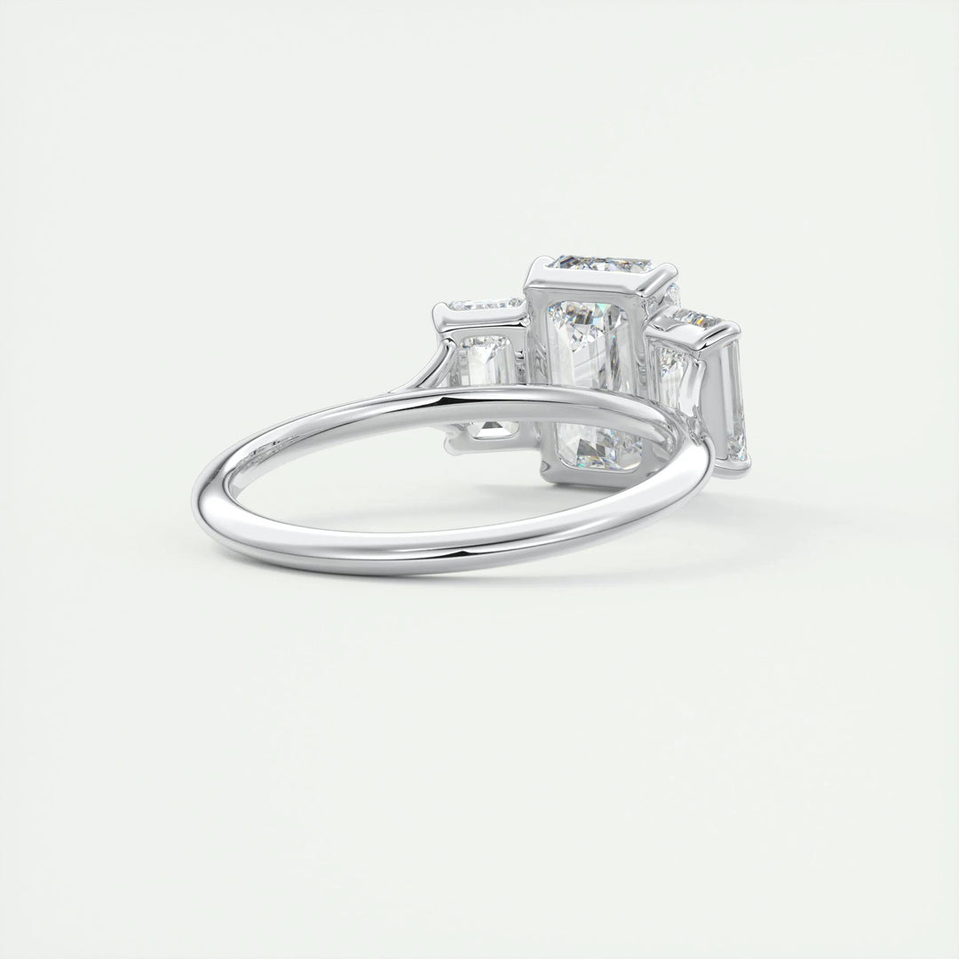 2ct Emerald F - VS1 Lab Grown Diamond Three Stones Engagement Ring - Doozy Diamonds