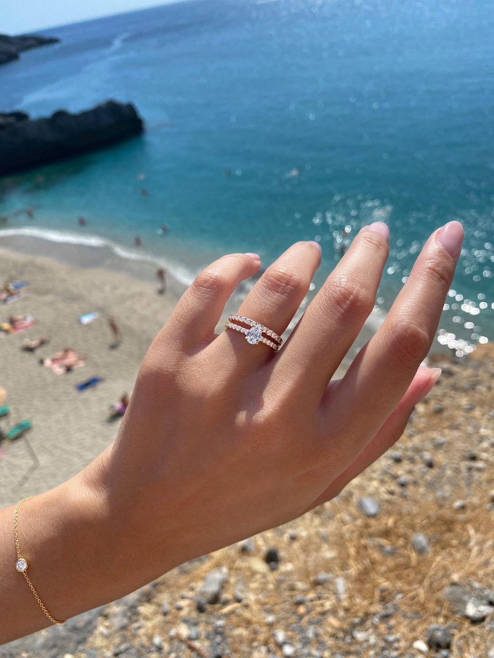 lab grown pear diamond pave bridal ring