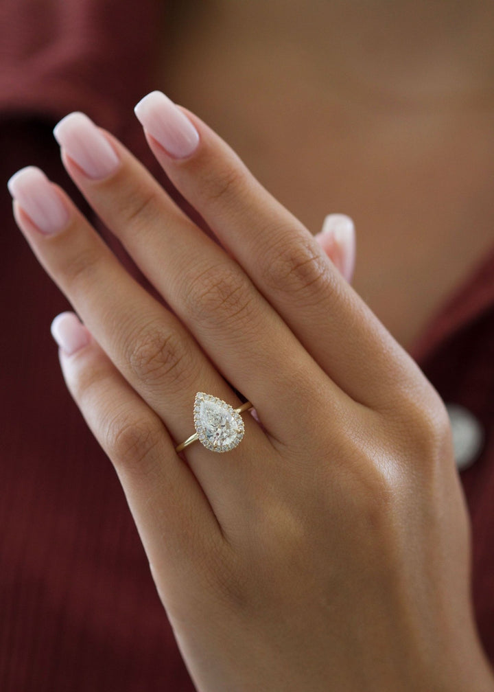 2ct pear halo G-VS2 lab grown diamond engagement ring,