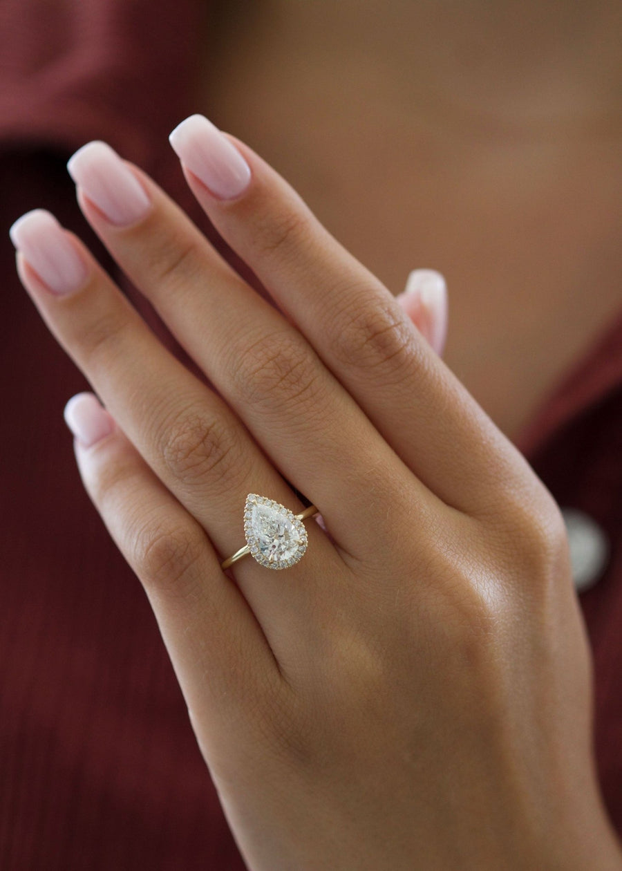 2ct pear halo G-VS2 lab grown diamond engagement ring,