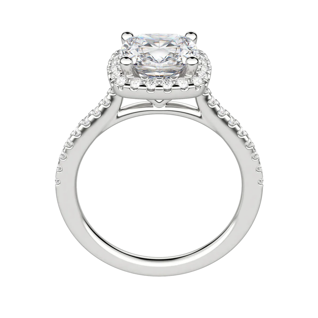 2.15CT Cushion Cut Halo Moissanite Diamond Engagement Ring
