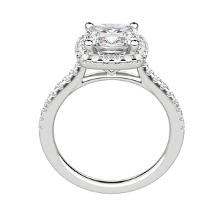 2.15CT Cushion Cut Halo Moissanite Diamond Engagement Ring