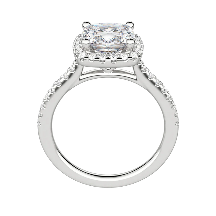 2.15CT Cushion Cut Halo Moissanite Diamond Engagement Ring