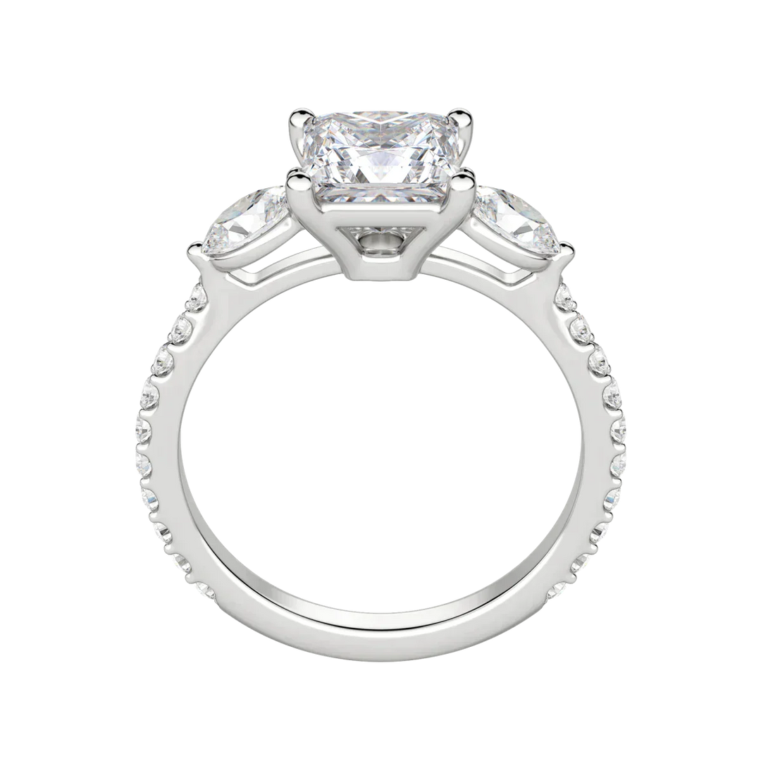 2.78CT Princess Cut 3 Stone Diamond Moissanite Engagement Ring