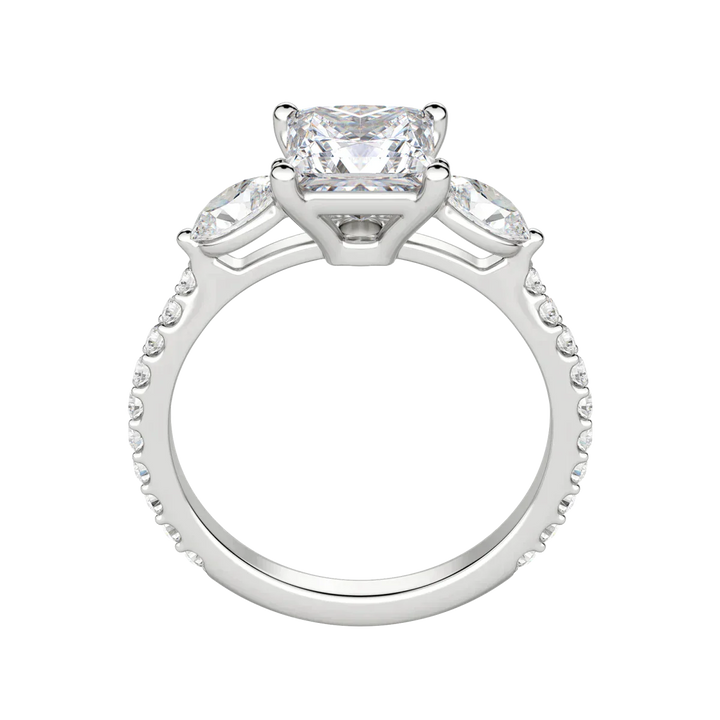2.78CT Princess Cut 3 Stone Diamond Moissanite Engagement Ring