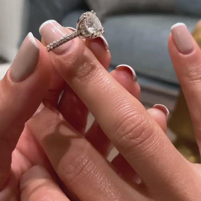 3.12ct Round Cut 3 Side Pave Moissanite Diamond Engagement Ring
