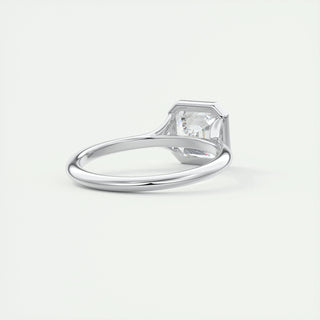 2ct Bezel Set Asscher Cut F- VS1 Diamond Solitaire Lab Grown Engagement Ring