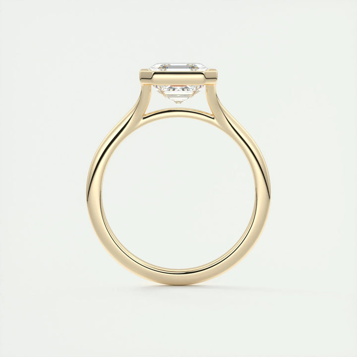 2ct Bezel Set Asscher Cut F- VS1 Diamond Solitaire Lab Grown Engagement Ring