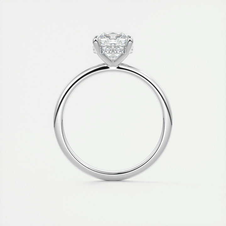 2ct Cushion F- VS1 Lab Grown Diamond Hidden Halo Engagement Ring