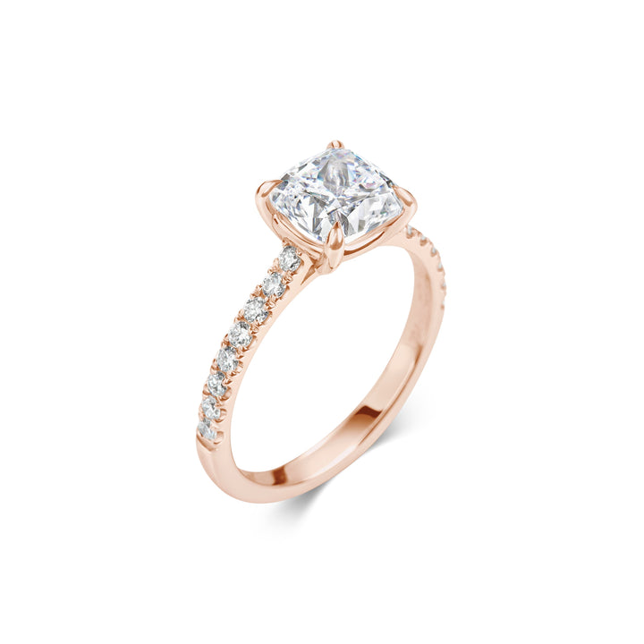 2ct Cushion F- VS1 Lab Grown Diamond Pave Engagement Ring