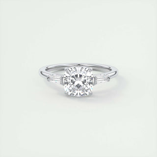 2ct Cushion F- VS1 Lab Grown Diamond Three Stones Engagement Ring