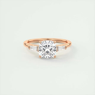 2ct Cushion F- VS1 Lab Grown Diamond Three Stones Engagement Ring