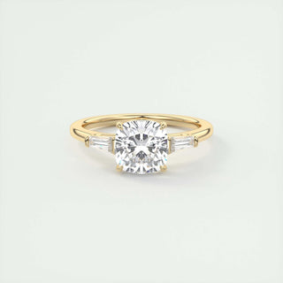 2ct Cushion F- VS1 Lab Grown Diamond Three Stones Engagement Ring