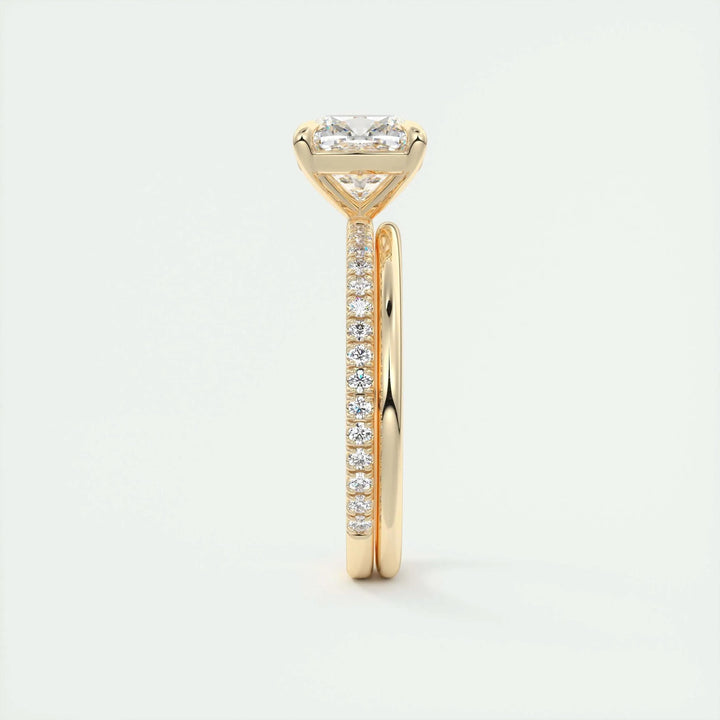 2ct Cushion F- VS1 Lag Grown Diamond Pave Engagement Ring