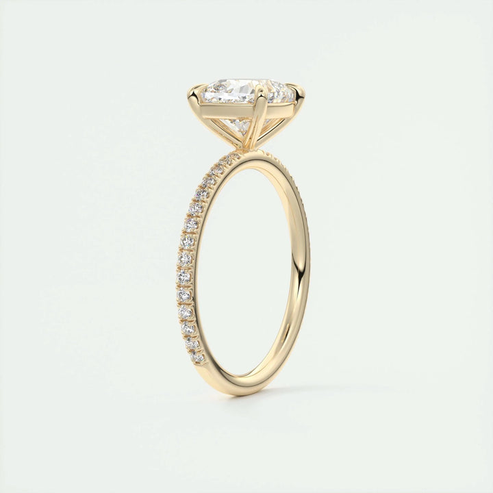 2ct Cushion F- VS1 Lag Grown Diamond Pave Engagement Ring