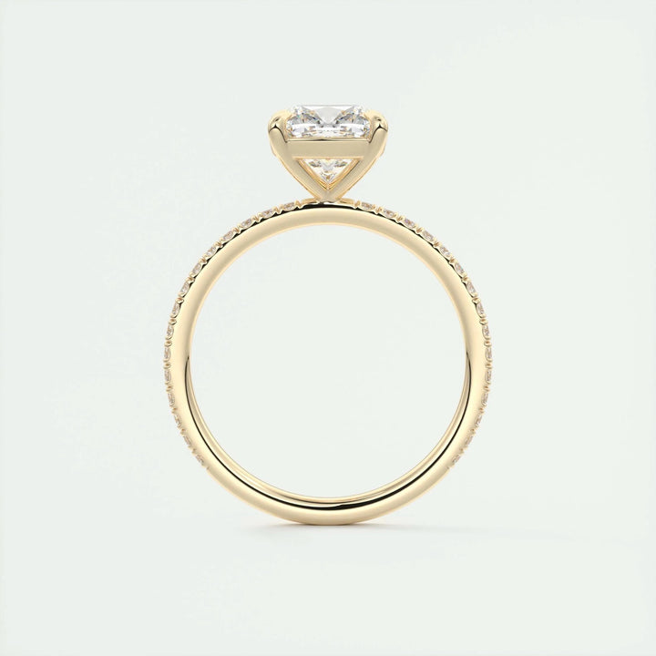2ct Cushion F- VS1 Lag Grown Diamond Pave Engagement Ring