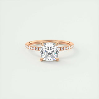 2ct Cushion F- VS1 Lag Grown Diamond Pave Engagement Ring