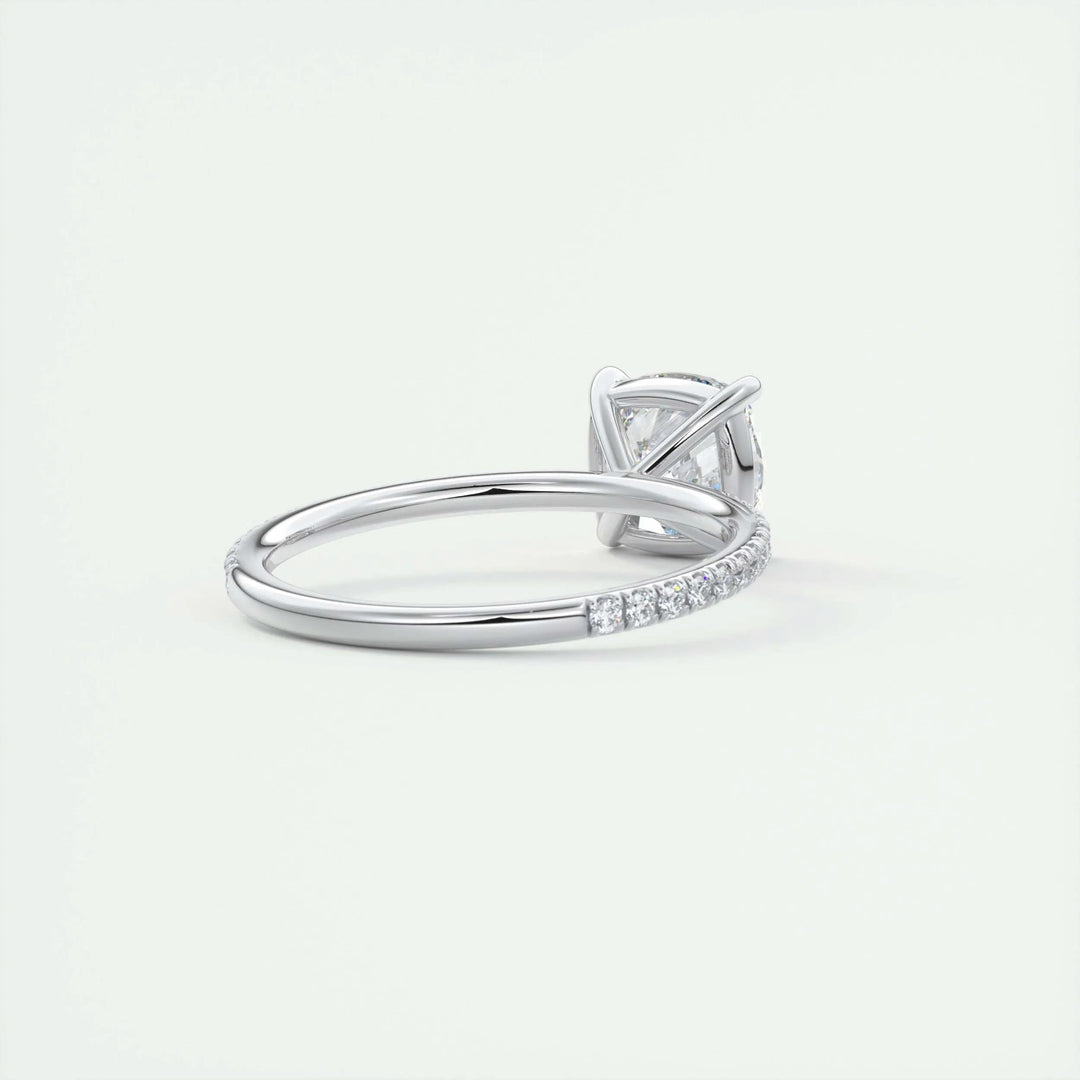 2ct Cushion F- VS1 Lag Grown Diamond Pave Engagement Ring