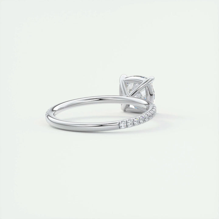 2ct Cushion F- VS1 Lag Grown Diamond Pave Engagement Ring