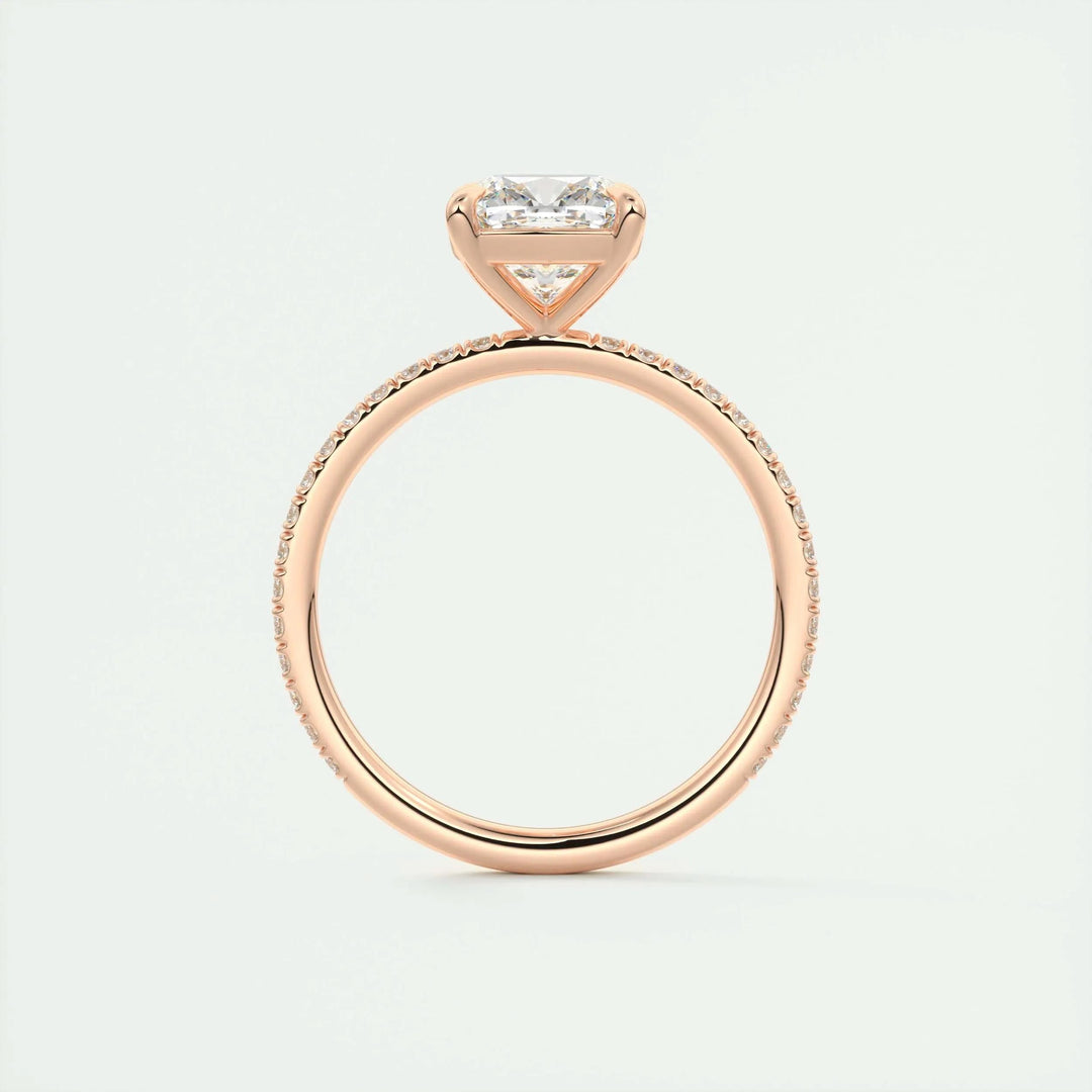 2ct Cushion F- VS1 Lag Grown Diamond Pave Engagement Ring