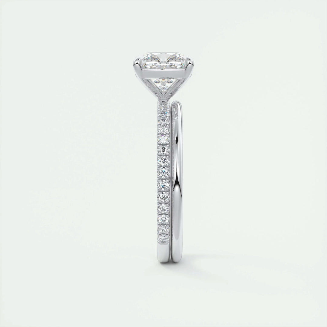 2ct Cushion F- VS1 Lag Grown Diamond Pave Engagement Ring
